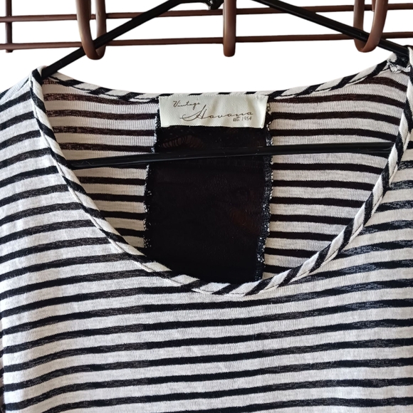 Vintage Havana Tops - Vintage Havana Black and White Striped Tee